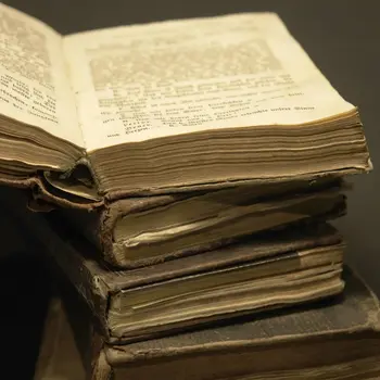 stack of historic books