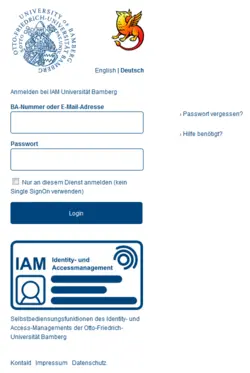 Abbildung des Weblogins vom IAM-Portal