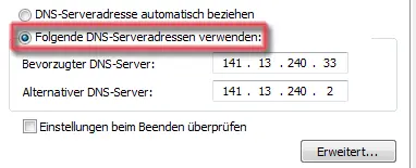 Ansicht DNS-Server eintragen IPv4