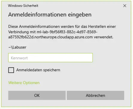 Login am virtuellen Computer